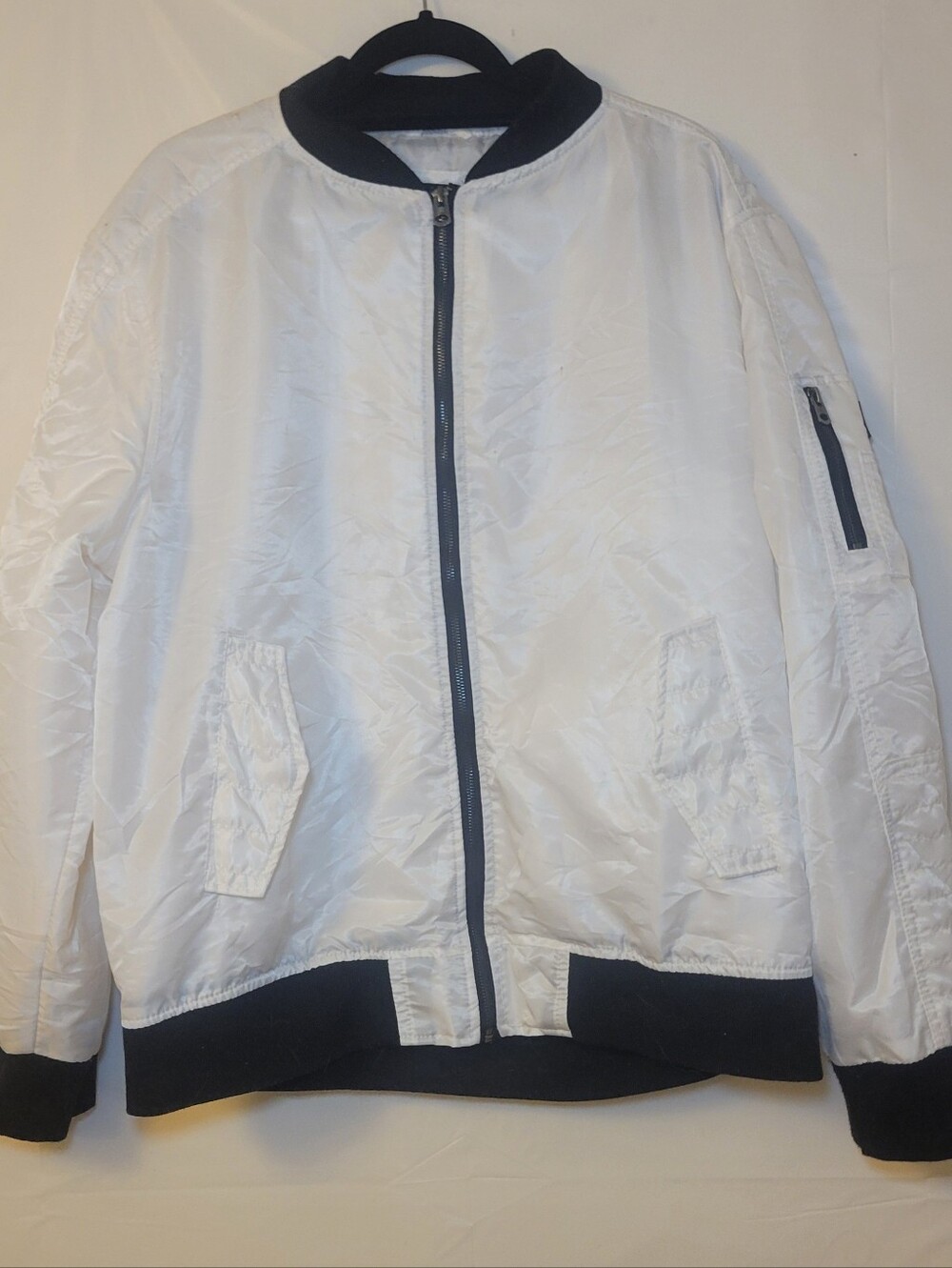 South Pole White Bomber Jacket with Black Trim
